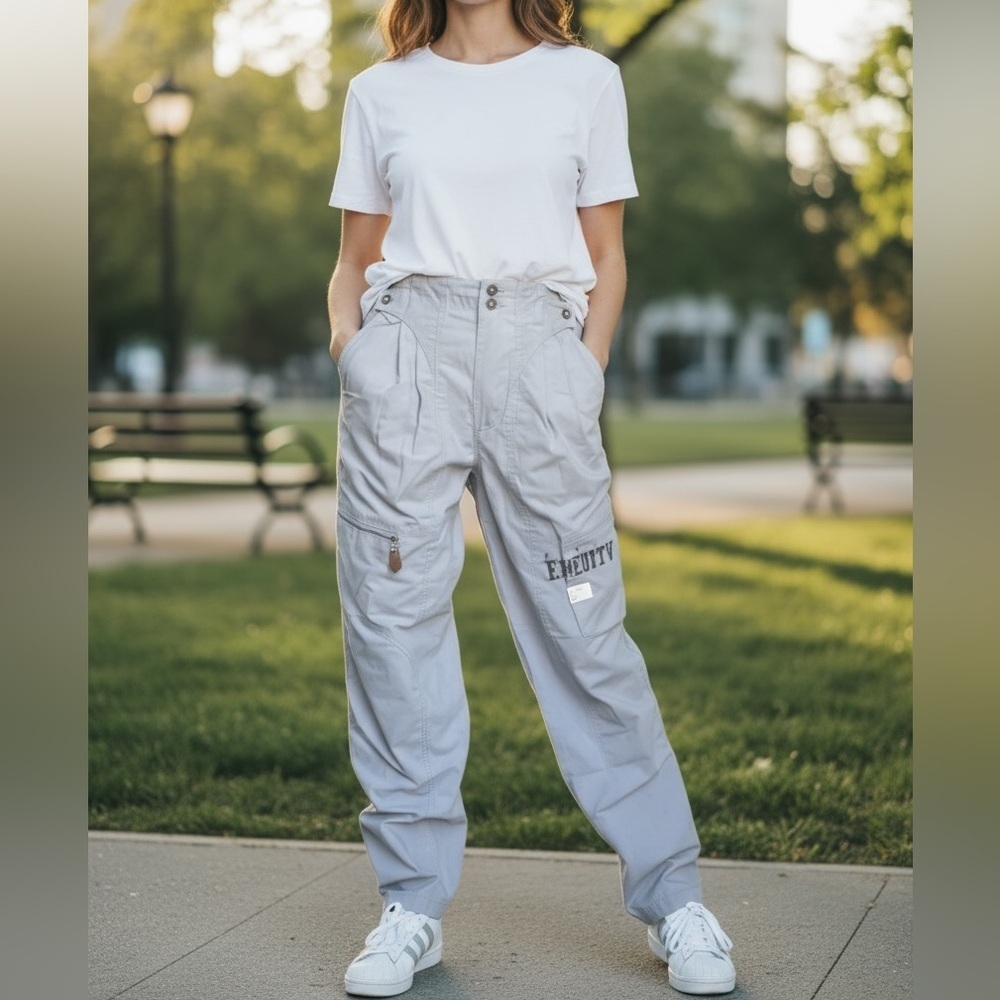 Vintage 80s Deadstock Cargo Pants Gray Utility Gorpcore Workwear Unisex Enforce